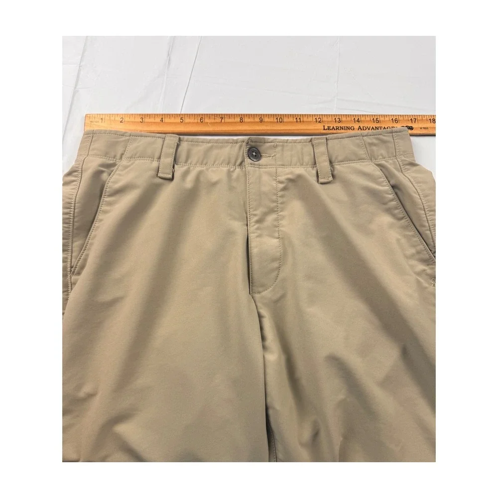 Under Armour Mens Loose Fit Golf Pants Tan Khaki 34x32  Stretch‎ Athletic Casual
